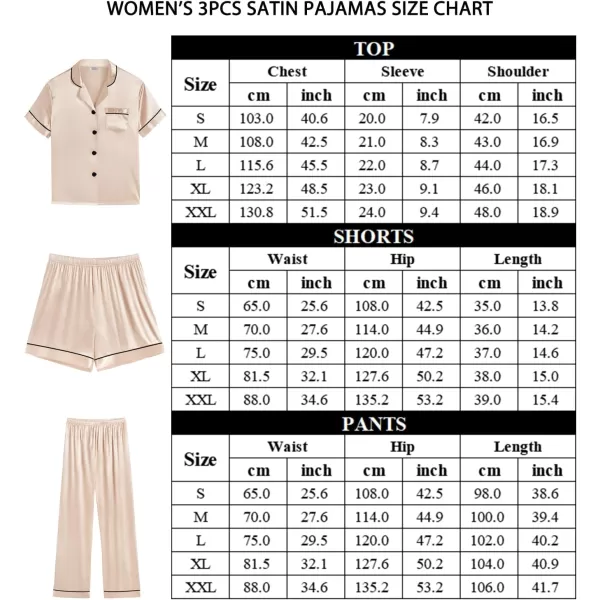 imageSWOMOG Womens Silk Satin Pajamas Sets 4PCS Long Sleeve Sleepwear Button Down Pjs Sets 3PCS Lounge Set Pants ampamp ShortsChampagne3pcs