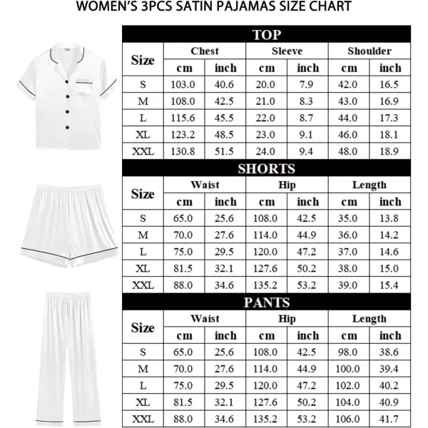 imageSWOMOG Womens Silk Satin Pajamas Sets 4PCS Long Sleeve Sleepwear Button Down Pjs Sets 3PCS Lounge Set Pants ampamp ShortsWhite3pcs