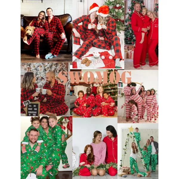 imageSWOMOG Couples Christmas Pajamas Set Women ampamp Men Long Sleeve Pj Set Party Holiday Sleepwear ButtonDown Loungewear SetBig Green With Black Grid