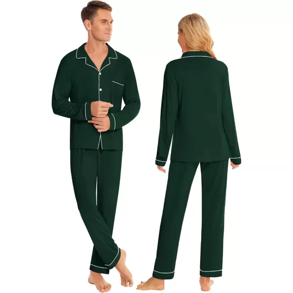 imageSWOMOG Couples Christmas Pajamas Set Women ampamp Men Long Sleeve Pj Set Party Holiday Sleepwear ButtonDown Loungewear SetGreen