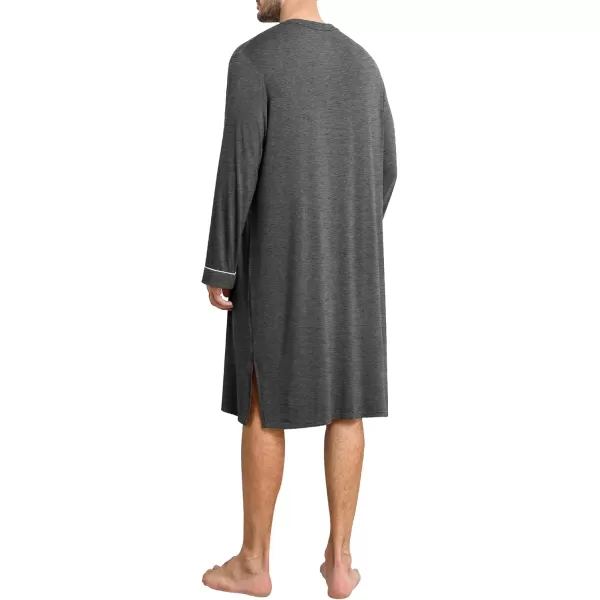 imageSWOMOG Mens Nightshirt Long Sleeve Nightgown Soft Loose Sleepwear Comfy Big ampamp Tall Henley Sleep Shirt for Sleeping SXXLDeep Grey