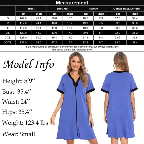 imageSWOMOG Women Zipper Front House Coat Short Sleeves Robe Zip up Bathrobes Short Nightgown with Pockets S3XLLavender