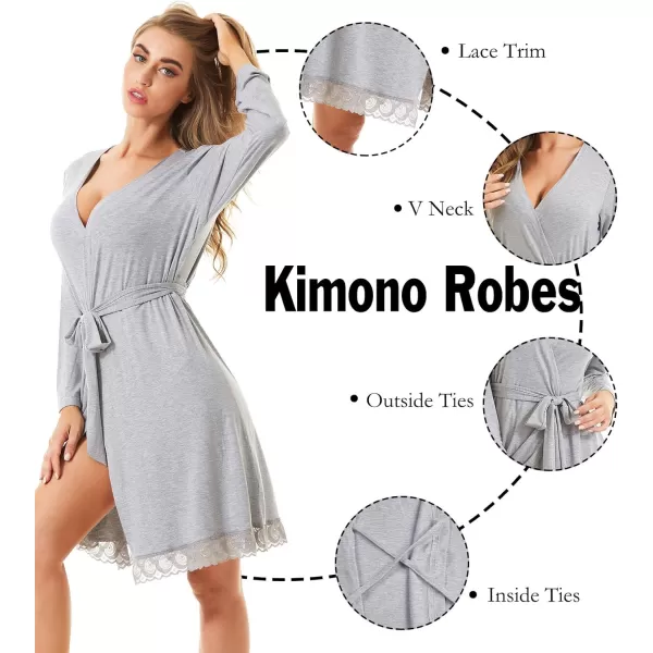 imageSWOMOG Womens Maternity Nursing Robe Pregnancy Hospital Breastfeeding Bathrobes 3 in 1 Labor Delivery NightgownsLong Sleevegray