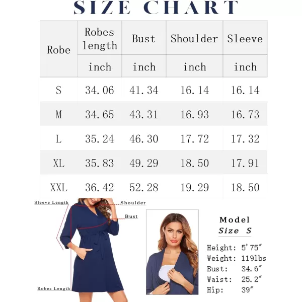 imageSWOMOG Womens Maternity Nursing Robe Pregnancy Hospital Breastfeeding Bathrobes 3 in 1 Labor Delivery NightgownsZ34 Sleeve Navy Blue