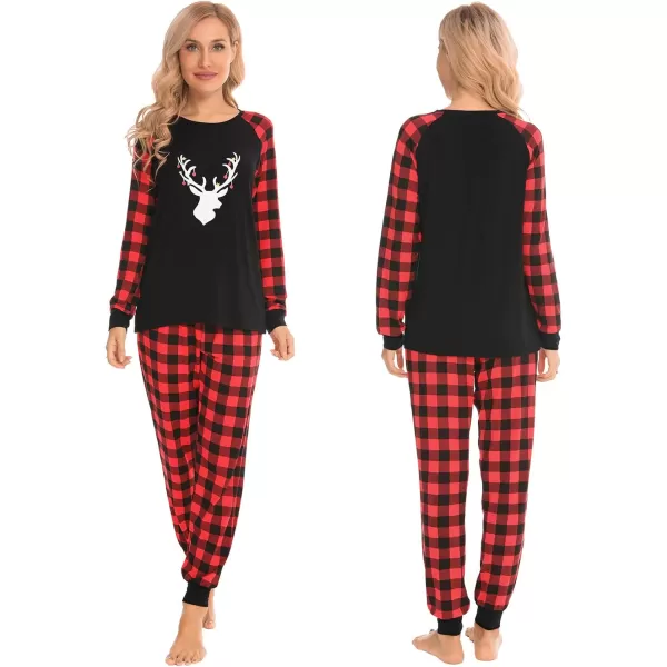 imageSWOMOG Christmas Matching Couple Pajamas Sets Family Xmas Jammies Casual LongSleeve Sleepwear Sets Festival PJ SetChristmas Deer Head