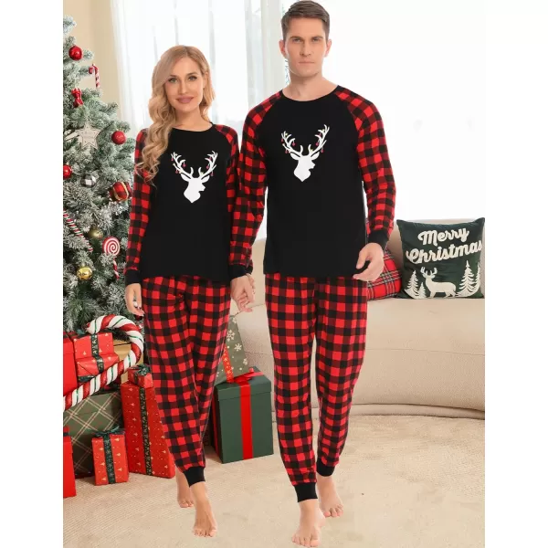 imageSWOMOG Christmas Matching Couple Pajamas Sets Family Xmas Jammies Casual LongSleeve Sleepwear Sets Festival PJ SetChristmas Deer Head