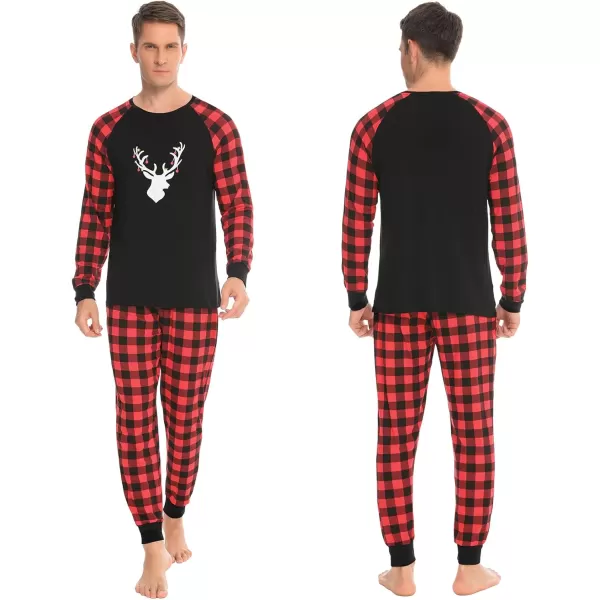 imageSWOMOG Christmas Matching Couple Pajamas Sets Family Xmas Jammies Casual LongSleeve Sleepwear Sets Festival PJ SetChristmas Deer Head