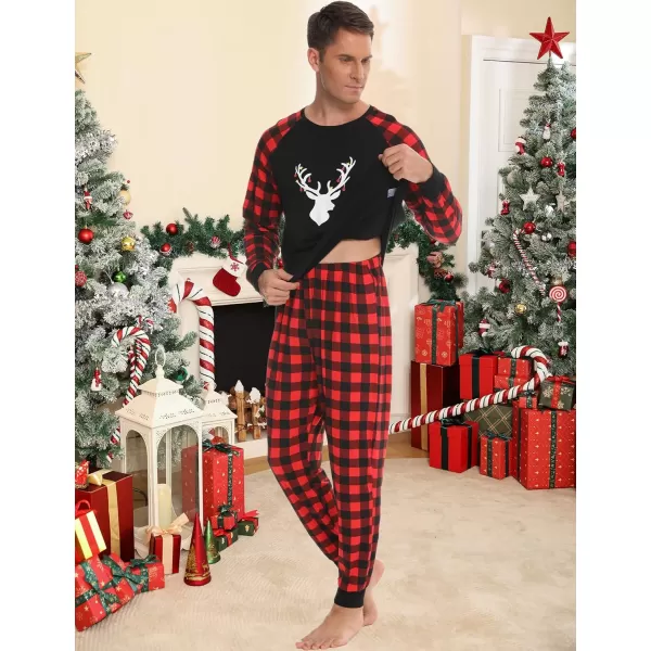 imageSWOMOG Christmas Matching Couple Pajamas Sets Family Xmas Jammies Casual LongSleeve Sleepwear Sets Festival PJ SetChristmas Deer Head