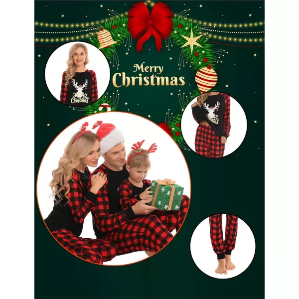 imageSWOMOG Christmas Matching Couple Pajamas Sets Family Xmas Jammies Casual LongSleeve Sleepwear Sets Festival PJ SetGold Letter Deer