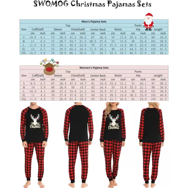 imageSWOMOG Christmas Matching Couple Pajamas Sets Family Xmas Jammies Casual LongSleeve Sleepwear Sets Festival PJ SetGold Letter Deer