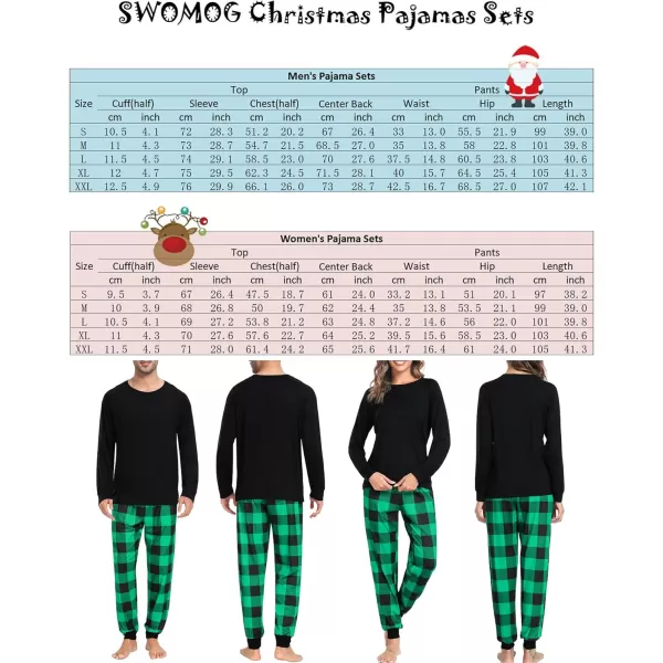 imageSWOMOG Christmas Matching Couple Pajamas Sets Family Xmas Jammies Casual LongSleeve Sleepwear Sets Festival PJ SetGreen Black Plaid