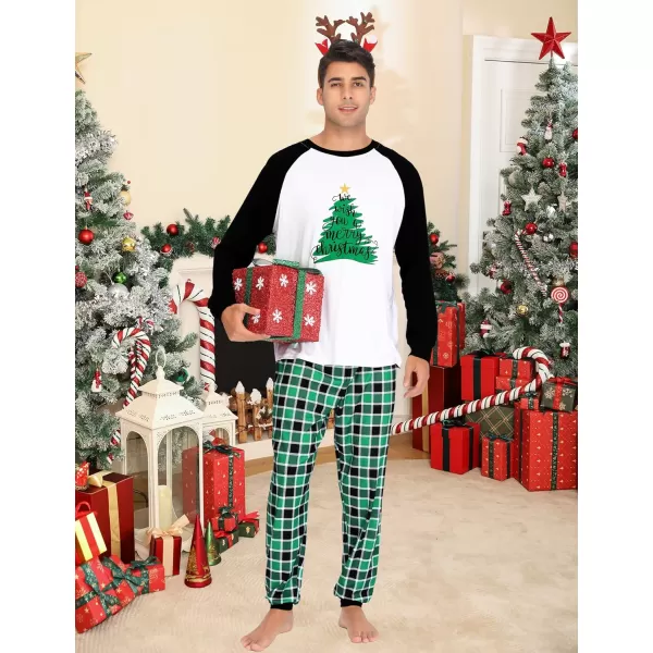 imageSWOMOG Christmas Matching Couple Pajamas Sets Family Xmas Jammies Casual LongSleeve Sleepwear Sets Festival PJ SetGreen Christmas Tree