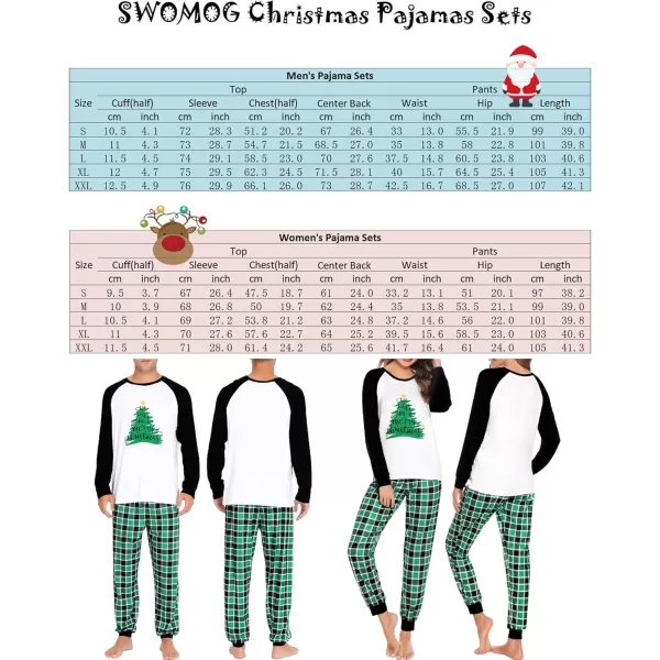 imageSWOMOG Christmas Matching Couple Pajamas Sets Family Xmas Jammies Casual LongSleeve Sleepwear Sets Festival PJ SetGreen Christmas Tree