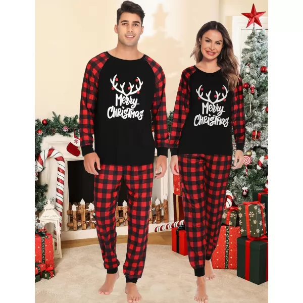 imageSWOMOG Christmas Matching Couple Pajamas Sets Family Xmas Jammies Casual LongSleeve Sleepwear Sets Festival PJ SetMerry Chrismas