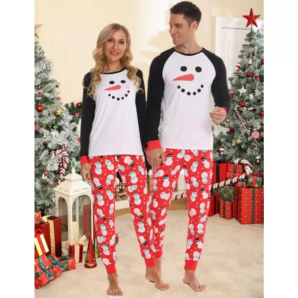 imageSWOMOG Christmas Matching Couple Pajamas Sets Family Xmas Jammies Casual LongSleeve Sleepwear Sets Festival PJ SetSnowman