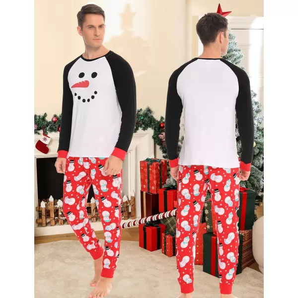 imageSWOMOG Christmas Matching Couple Pajamas Sets Family Xmas Jammies Casual LongSleeve Sleepwear Sets Festival PJ SetSnowman