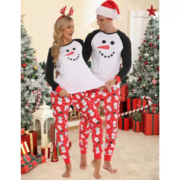 imageSWOMOG Christmas Matching Couple Pajamas Sets Family Xmas Jammies Casual LongSleeve Sleepwear Sets Festival PJ SetSnowman