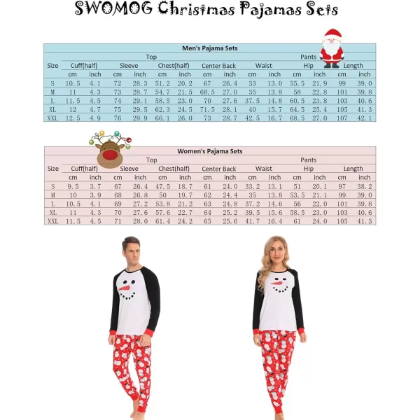 imageSWOMOG Christmas Matching Couple Pajamas Sets Family Xmas Jammies Casual LongSleeve Sleepwear Sets Festival PJ SetSnowman