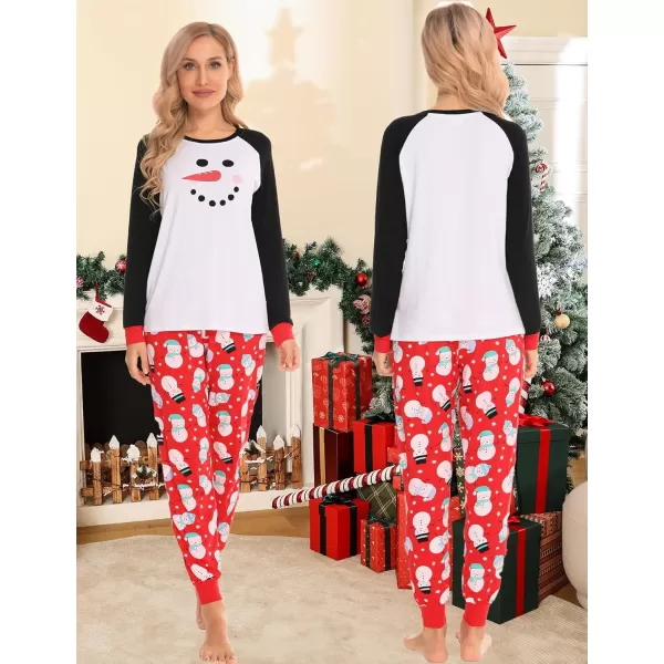 imageSWOMOG Christmas Matching Couple Pajamas Sets Family Xmas Jammies Casual LongSleeve Sleepwear Sets Festival PJ SetSnowman