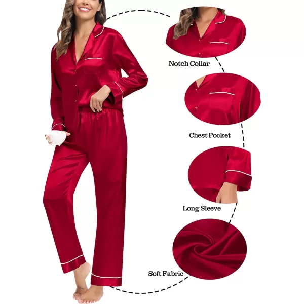 imageSWOMOG Couples Matching Pajamas Set Christmas Family Pajamas Long Sleeve Button Down Pj Set 2Pcs Festival Party SleepwearReda