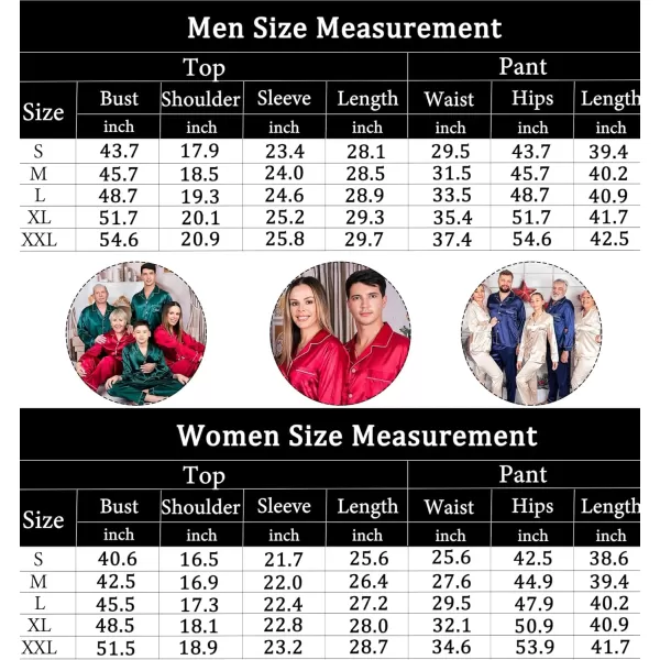 imageSWOMOG Couples Silk Satin Pajamas Sets Women ampamp Men Long Sleeve Sleepwear 2PCS Pjs ButtonDown Loungewear Comfy NightwearCandy Red