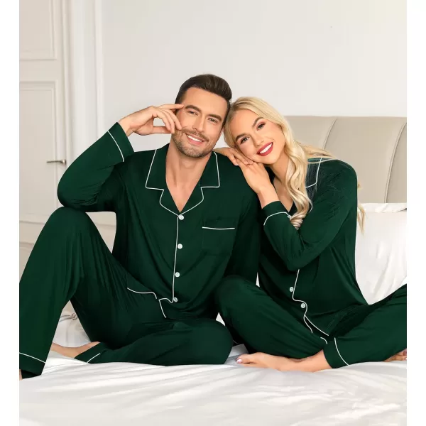 imageSWOMOG Matching Couple Christmas Pajamas Set Long Sleeve Festival Party Pj Set ButtonDown SleepwearGreen