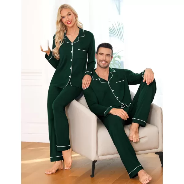 imageSWOMOG Matching Couple Christmas Pajamas Set Long Sleeve Festival Party Pj Set ButtonDown SleepwearGreen