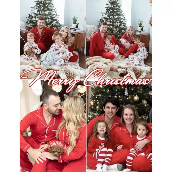 imageSWOMOG Matching Couple Christmas Pajamas Set Long Sleeve Festival Party Pj Set ButtonDown SleepwearRed