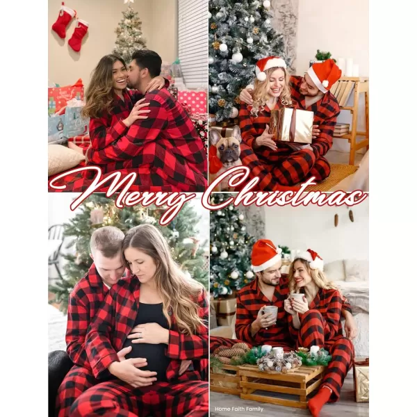 imageSWOMOG Matching Couple Christmas Pajamas Set Long Sleeve Festival Party Pj Set ButtonDown SleepwearRed With Black Plaid