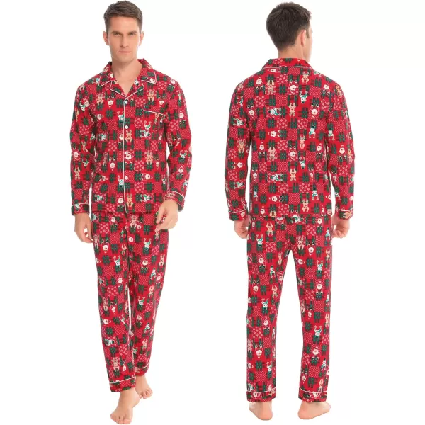 imageSWOMOG Matching Couple Christmas Pajamas Set Long Sleeve Festival Party Pj Set ButtonDown SleepwearRed With Snowman Deer