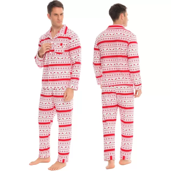 imageSWOMOG Matching Couple Christmas Pajamas Set Long Sleeve Festival Party Pj Set ButtonDown SleepwearWhite With Flower Deer