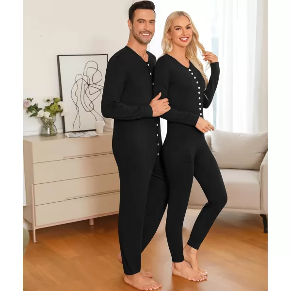 imageSWOMOG Matching Family Onesise Pajamas Christmas Long Sleeve PJs Set Holiday Button Stripe Nightwear Xmas MenampampWomen SleepwearBlack