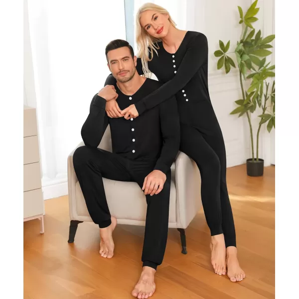 imageSWOMOG Matching Family Onesise Pajamas Christmas Long Sleeve PJs Set Holiday Button Stripe Nightwear Xmas MenampampWomen SleepwearBlack