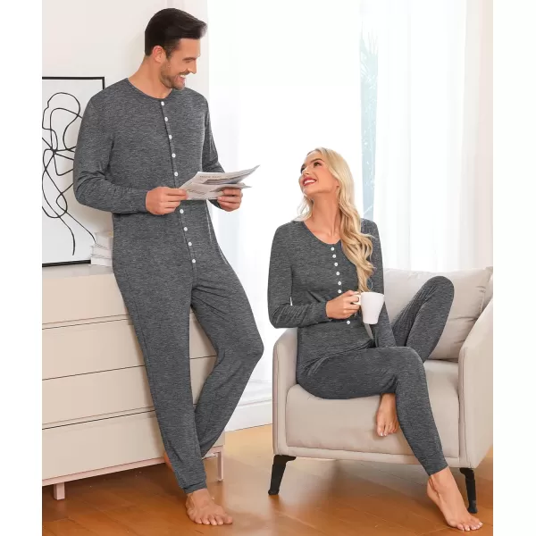 imageSWOMOG Matching Family Onesise Pajamas Christmas Long Sleeve PJs Set Holiday Button Stripe Nightwear Xmas MenampampWomen SleepwearDeep Grey