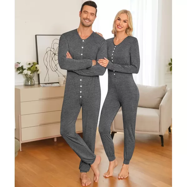 imageSWOMOG Matching Family Onesise Pajamas Christmas Long Sleeve PJs Set Holiday Button Stripe Nightwear Xmas MenampampWomen SleepwearDeep Grey