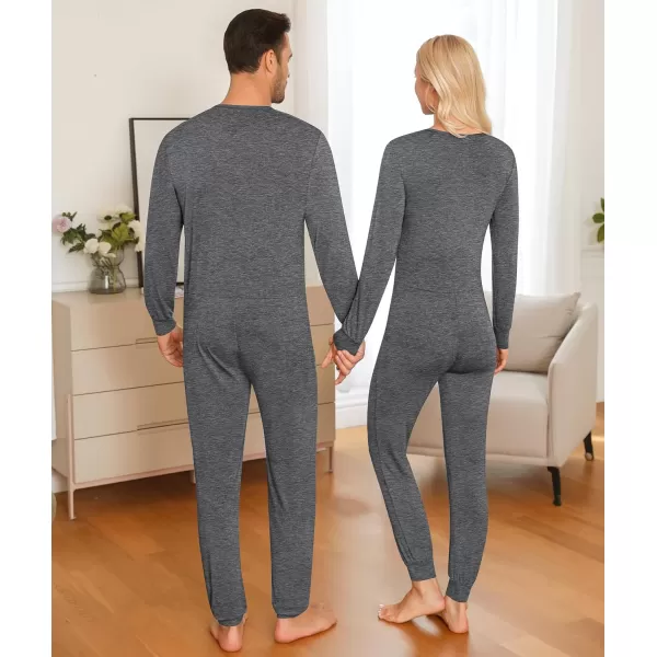 imageSWOMOG Matching Family Onesise Pajamas Christmas Long Sleeve PJs Set Holiday Button Stripe Nightwear Xmas MenampampWomen SleepwearDeep Grey