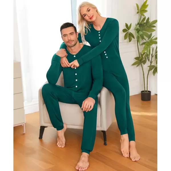 imageSWOMOG Matching Family Onesise Pajamas Christmas Long Sleeve PJs Set Holiday Button Stripe Nightwear Xmas MenampampWomen SleepwearGreen