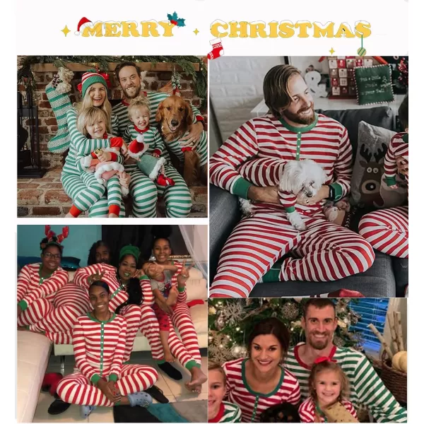 imageSWOMOG Matching Family Onesise Pajamas Christmas Long Sleeve PJs Set Holiday Button Stripe Nightwear Xmas MenampampWomen SleepwearGreen Thick Stripeonesie