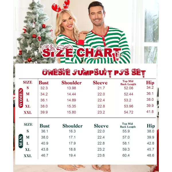 imageSWOMOG Matching Family Onesise Pajamas Christmas Long Sleeve PJs Set Holiday Button Stripe Nightwear Xmas MenampampWomen SleepwearGreen Thick Stripeonesie