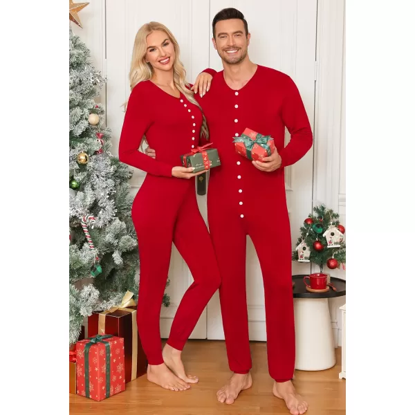 imageSWOMOG Matching Family Onesise Pajamas Christmas Long Sleeve PJs Set Holiday Button Stripe Nightwear Xmas MenampampWomen SleepwearRed