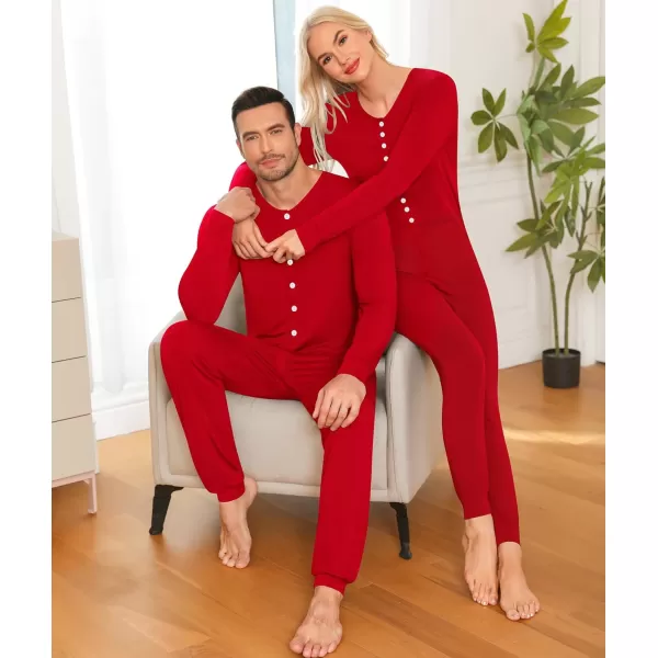 imageSWOMOG Matching Family Onesise Pajamas Christmas Long Sleeve PJs Set Holiday Button Stripe Nightwear Xmas MenampampWomen SleepwearRed