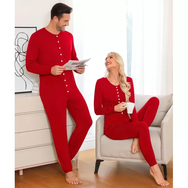 imageSWOMOG Matching Family Onesise Pajamas Christmas Long Sleeve PJs Set Holiday Button Stripe Nightwear Xmas MenampampWomen SleepwearRed