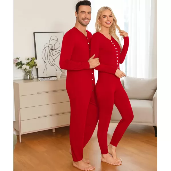 imageSWOMOG Matching Family Onesise Pajamas Christmas Long Sleeve PJs Set Holiday Button Stripe Nightwear Xmas MenampampWomen SleepwearRed