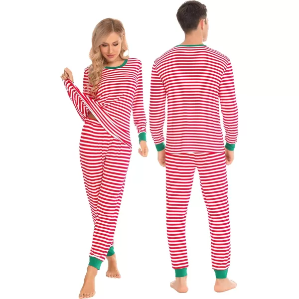 imageSWOMOG Matching Family Onesise Pajamas Christmas Long Sleeve PJs Set Holiday Button Stripe Nightwear Xmas MenampampWomen SleepwearRed Stripe2pcs Pajama Set