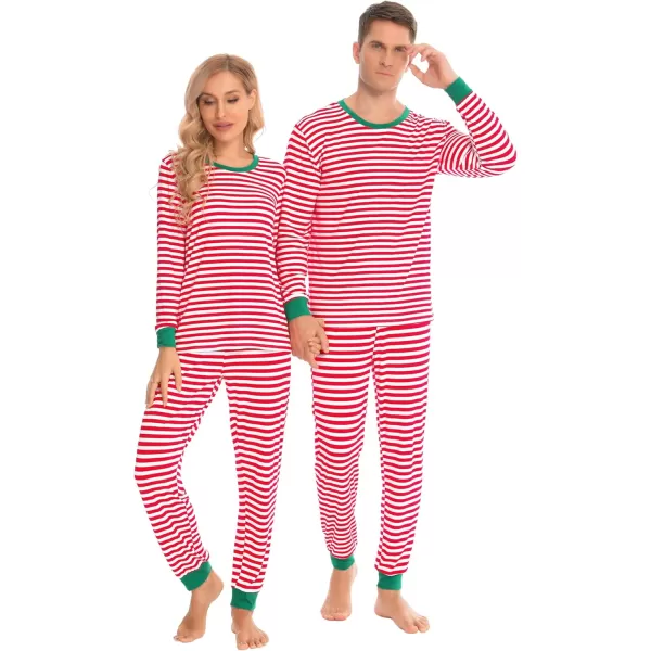 imageSWOMOG Matching Family Onesise Pajamas Christmas Long Sleeve PJs Set Holiday Button Stripe Nightwear Xmas MenampampWomen SleepwearRed Stripe2pcs Pajama Set