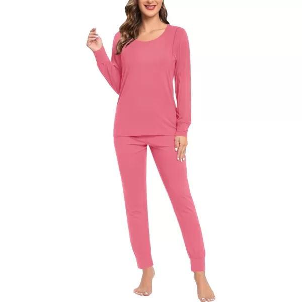 imageSWOMOG Women Maternity ampamp Nursing Thermal Underwear Set Postpartum Pajamas Breastfeeding Long Sleeve Base Layer Pregnant PjsCoral