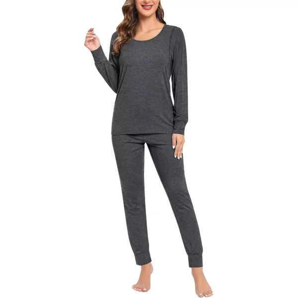 imageSWOMOG Women Maternity ampamp Nursing Thermal Underwear Set Postpartum Pajamas Breastfeeding Long Sleeve Base Layer Pregnant PjsDeep Grey