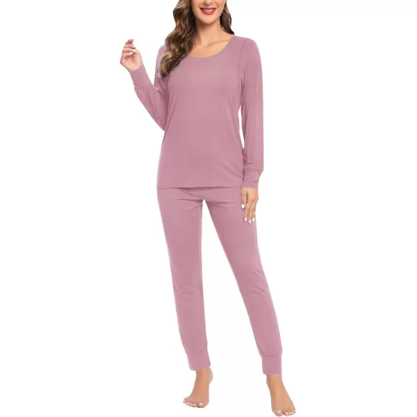 imageSWOMOG Women Maternity ampamp Nursing Thermal Underwear Set Postpartum Pajamas Breastfeeding Long Sleeve Base Layer Pregnant PjsTaro Purple