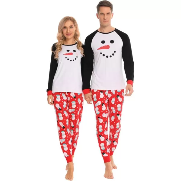 imageSWOMOG Christmas Matching Couple Pajamas Sets Family Xmas Jammies Casual LongSleeve Sleepwear Sets Festival PJ SetSnowman