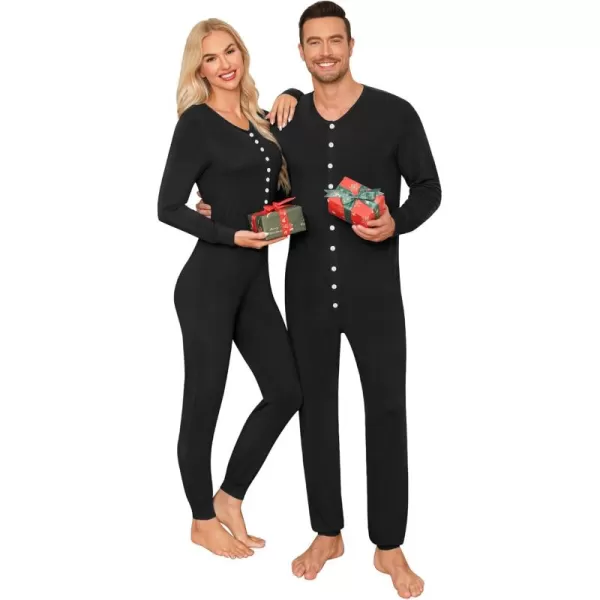 imageSWOMOG Matching Family Onesise Pajamas Christmas Long Sleeve PJs Set Holiday Button Stripe Nightwear Xmas MenampampWomen SleepwearBlack